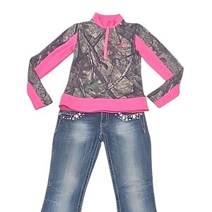 TRUETIMBER Quarter Zip Pullover Camouflage Pink Jacket Hunting Fishing Camping